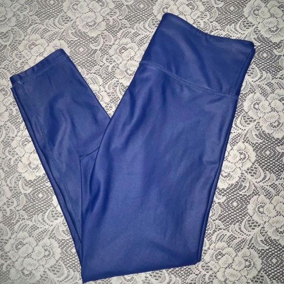 ZYIA Blue Metallic Light n Tight Hi-Rise 7/8 24" Inseam Leggings 14-16 Sparkly - Picture 5 of 7